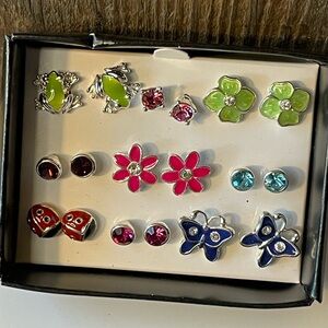 Charming Silver and Colorful Earring Set